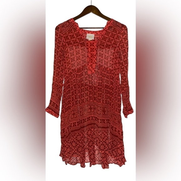 Anthropologie Mauve Canna Swing Babydoll‎ Dress  Fairycore Sheer Women 4 - Picture 1 of 7